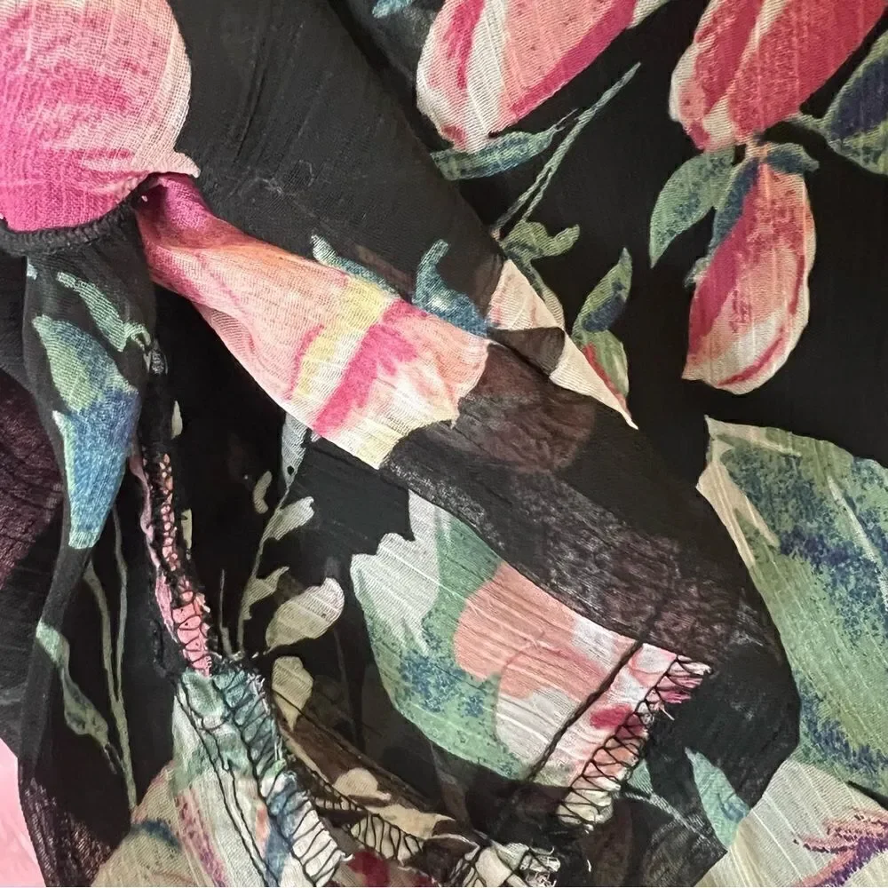 CONNECTED APPAREL Wedding Guest Knee-Length Shift Dress, Size 6 Black Floral
